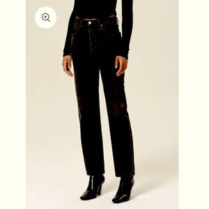 Agolde Black Straight Leg Long Jeans